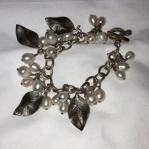 Silpada Sterlng Silver Pearl Leaf Cha Cha Bracelet